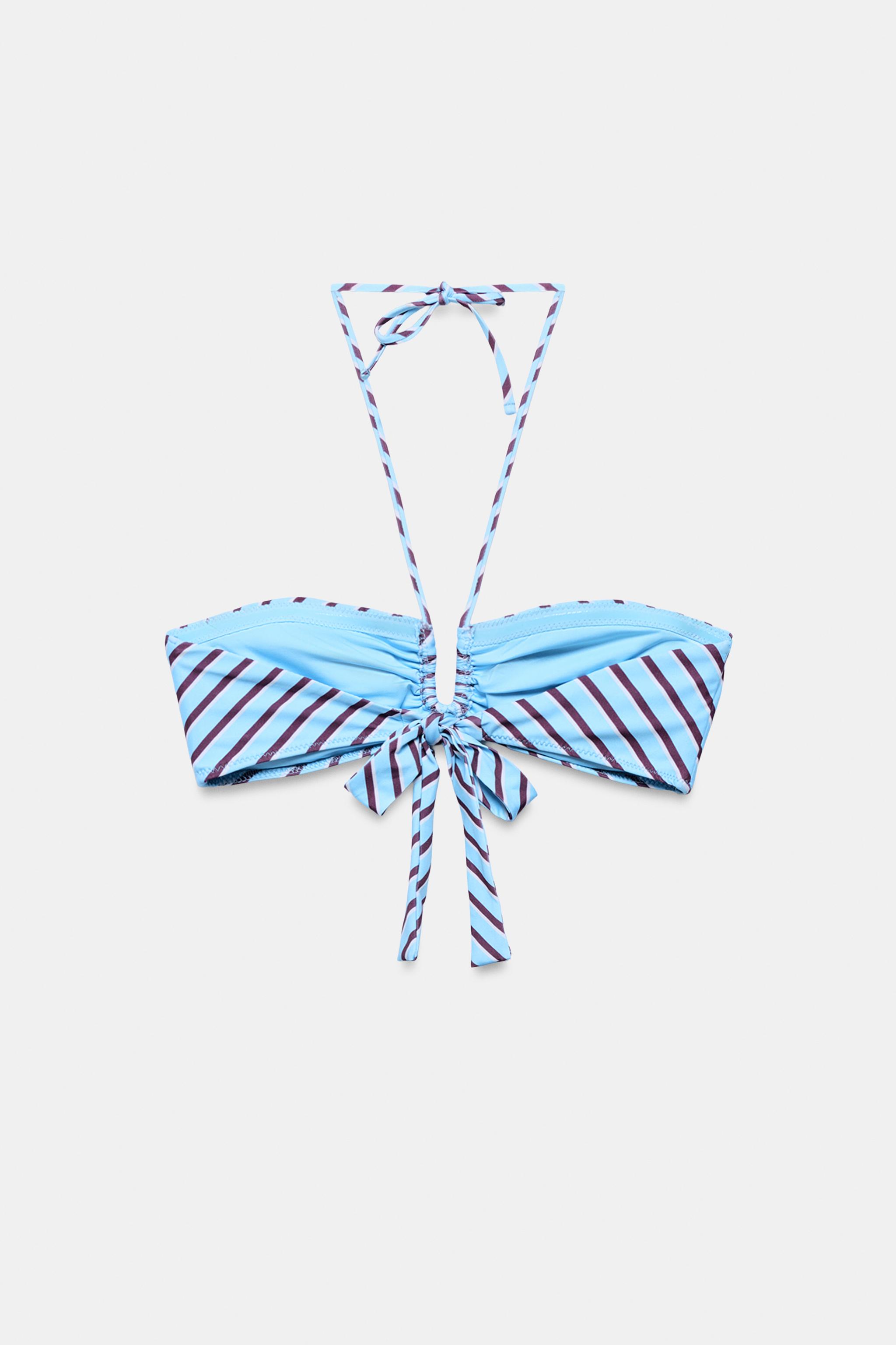 HAUT DE BIKINI BANDEAU IMPRIMÉ RAYURES